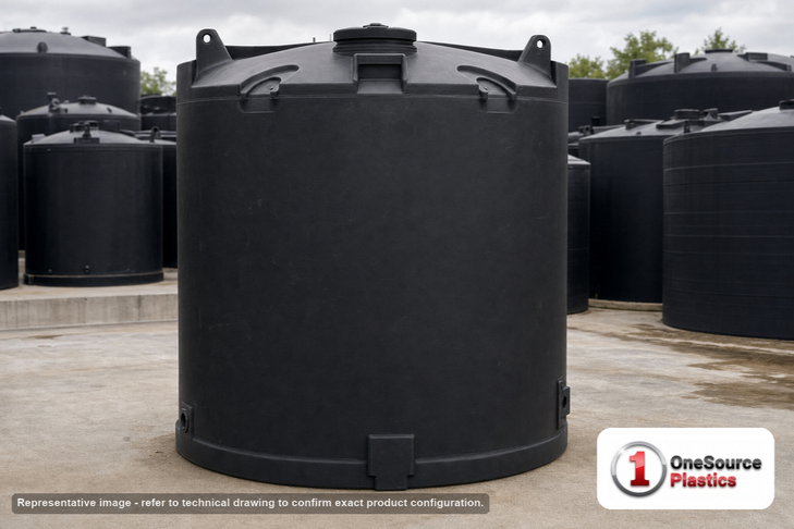 Snyder Industries 5500 Gallon ASTM XLPE Black Heavy Duty Vertical Storage Tank. Crosslinked Linear Polyethylene; Black; 221"