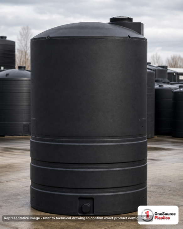Snyder Industries 4650 Gallon ASTM XLPE Black Vertical Storage Tank. Crosslinked Linear Polyethylene; Black; 154" H x 102" W