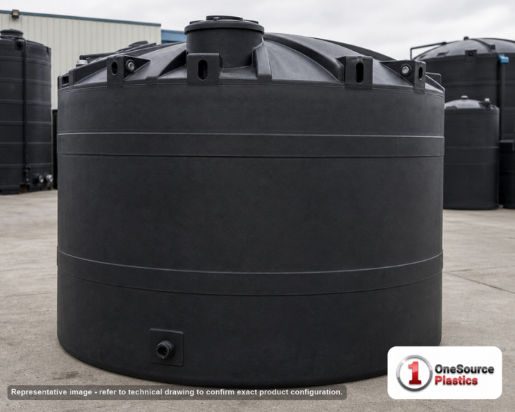 Snyder Industries 4600 Gallon ASTM XLPE Black Heavy Duty Vertical Storage Tank. Crosslinked Linear Polyethylene; Black; 116"
