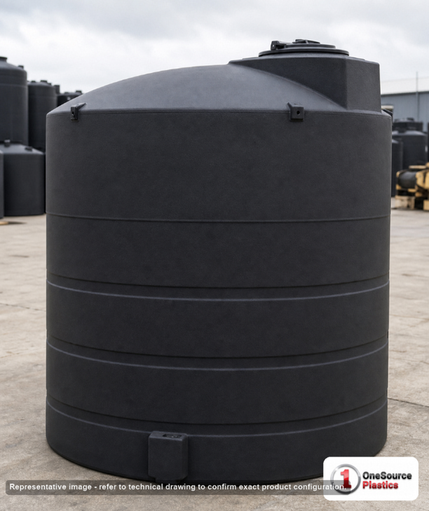 Snyder Industries 3650 Gallon ASTM XLPE Black Heavy Duty Vertical Storage Tank. Crosslinked Linear Polyethylene; Black; 126"