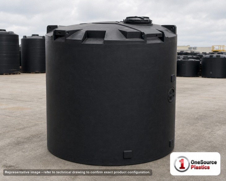 Snyder Industries 3000 Gallon ASTM XLPE Black Heavy Duty Vertical Storage Tank. Crosslinked Linear Polyethylene; Black; 111"