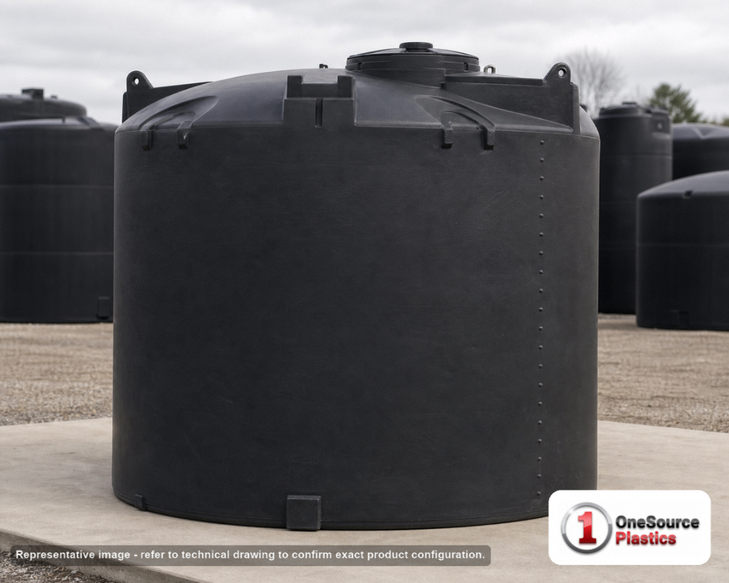 Snyder Industries 2500 Gallon ASTM XLPE Black Heavy Duty Vertical Storage Tank. Crosslinked Linear Polyethylene; Black; 107"