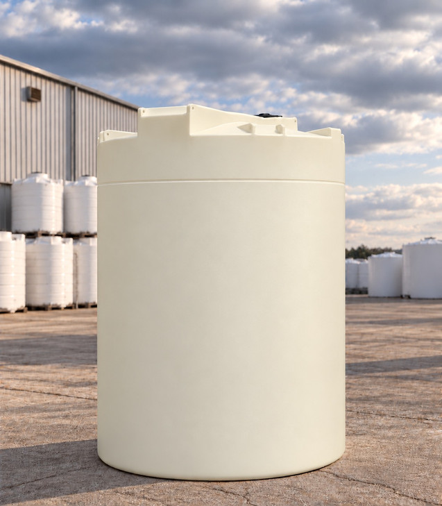 Snyder 15000 Gallon Natural XLPE 1.5 SG Vertical Tank, 142 in dia, no fitting, OneSource Plastics yard