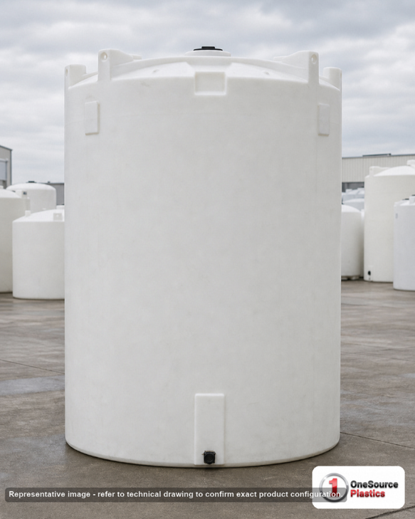 Snyder Industries 8500 Gallon ASTM XLPE Vertical Storage Tank. Crosslinked Linear Polyethylene; Natural White; 194" H x 120"