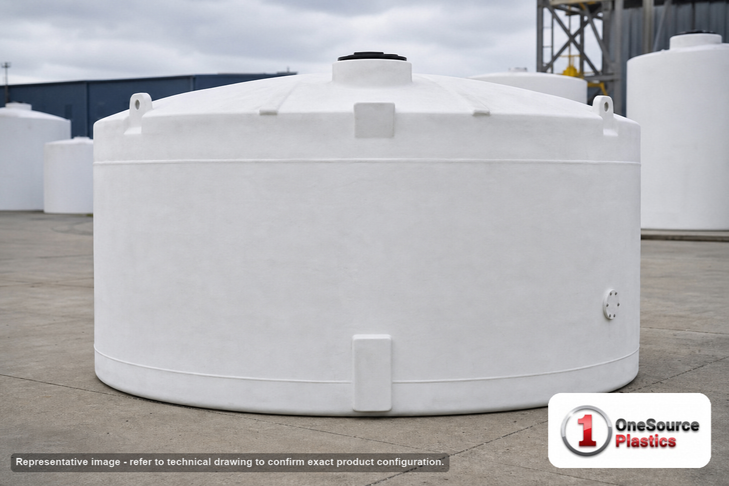 Snyder Industries 7000 Gallon ASTM XLPE Vertical Storage Tank. Crosslinked Linear Polyethylene; Natural White; 122" H x 142"