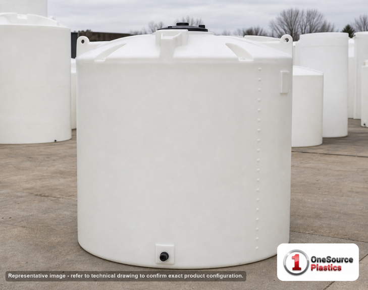 Snyder Industries 2500 Gallon ASTM XLPE Heavy Duty Vertical Storage Tank. Crosslinked Linear Polyethylene; Natural White
