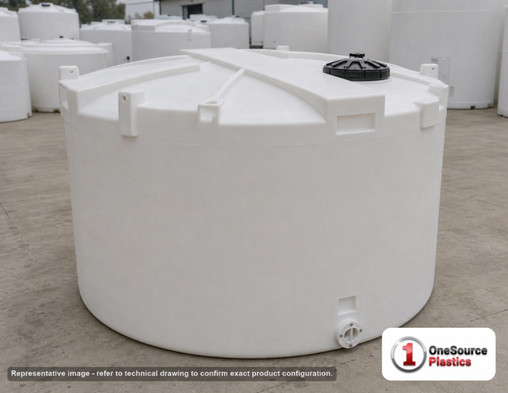 Snyder Industries 2000 Gallon ASTM XLPE Vertical Storage Tank. Crosslinked Linear Polyethylene; Natural White; 84" H x 96" W