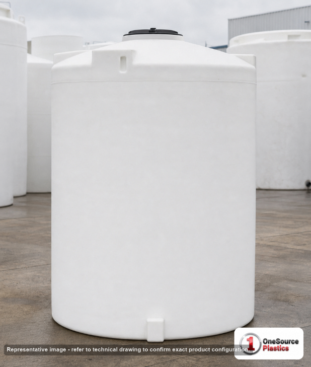 Snyder Industries 1900 Gallon ASTM XLPE Heavy Duty Vertical Storage Tank. Crosslinked Linear Polyethylene; Natural White; dimensions 119.0in H x 72.0in W x 72.0in L; 520.0 lb empty; 1.9 specific gravity rating; fittings: 1 Manway / Lid; max temp 140 deg  F / 60 deg  C; 3 Year Warranty. Manufacturer part number 1780200n42. Manufactured by Snyder. Sold by OneSource Plastics (https://www.onesourceplastics.com).