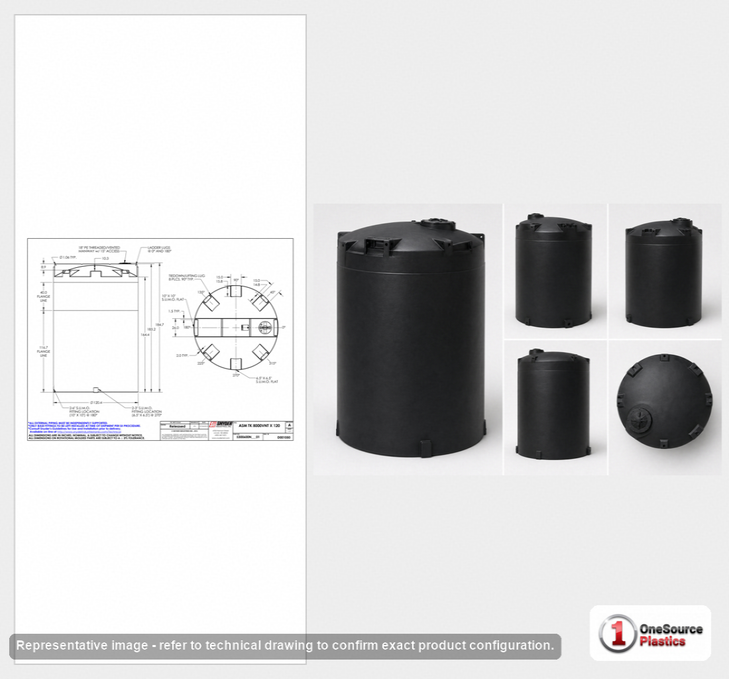 Snyder Industries 8000 Gallon ASTM Black Vertical Storage Tank