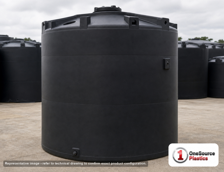 Snyder Industries 7900 Gallon ASTM Black Heavy Duty Vertical Storage Tank. Polyethylene; Black; 177" H x 120" W x 120" L