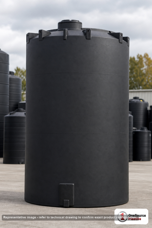 Snyder Industries 7500 Gallon ASTM Black Vertical Storage Tank. Polyethylene; Black; 234" H x 102" W x 102" L; fittings: 1