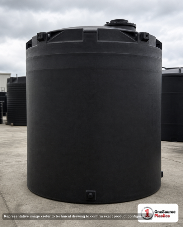 Snyder Industries 6600 Gallon ASTM Black Heavy Duty Vertical Storage Tank. Polyethylene; Black; 158" H x 120" W x 120" L
