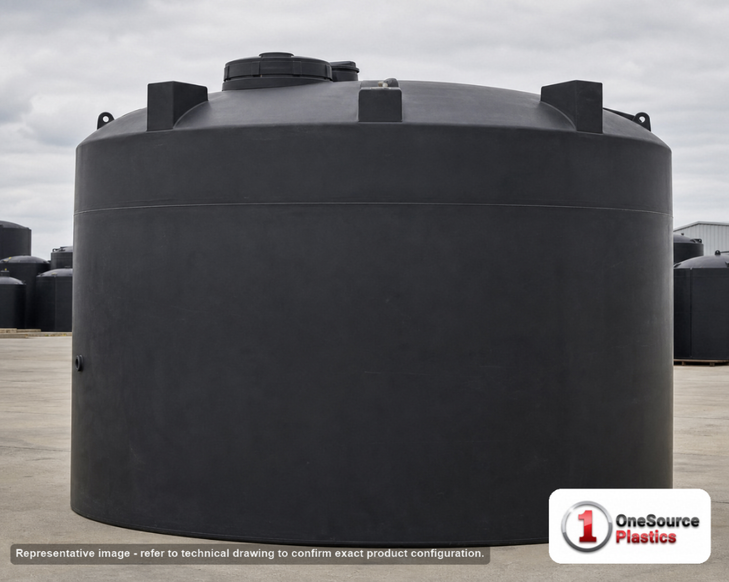 Snyder Industries 6200 Gallon ASTM Black Heavy Duty Vertical Storage Tank. Polyethylene; Black; 140" H x 120" W x 120" L