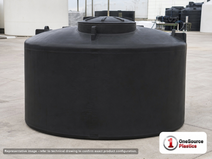 Snyder Industries 4500 Gallon ASTM 1.35 SG Black Vertical Storage Tank. Polyethylene; Black; 91" H x 143" W x 143" L