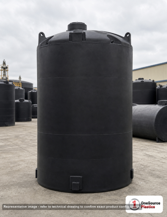 Snyder Industries 4400 Gallon ASTM Black Heavy Duty Vertical Storage Tank. Polyethylene; Black; 182" H x 90" W x 90" L