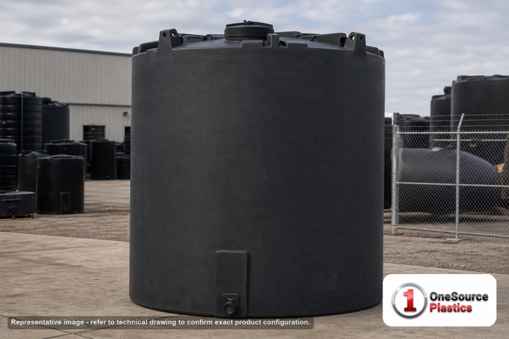 Snyder Industries 4100 Gallon ASTM Black Heavy Duty Vertical Storage Tank. Polyethylene; Black; 130" H x 102" W x 102" L