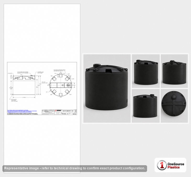 Snyder Industries 4000 Gallon ASTM Black Vertical Storage Tank