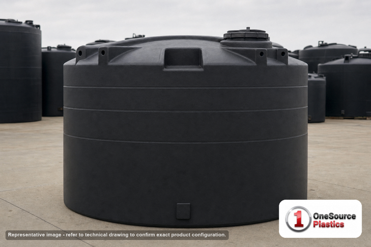 Snyder Industries 2500 Gallon ASTM Black Heavy Duty Vertical Storage Tank. Polyethylene; Black; 98" H x 96" W x 96" L