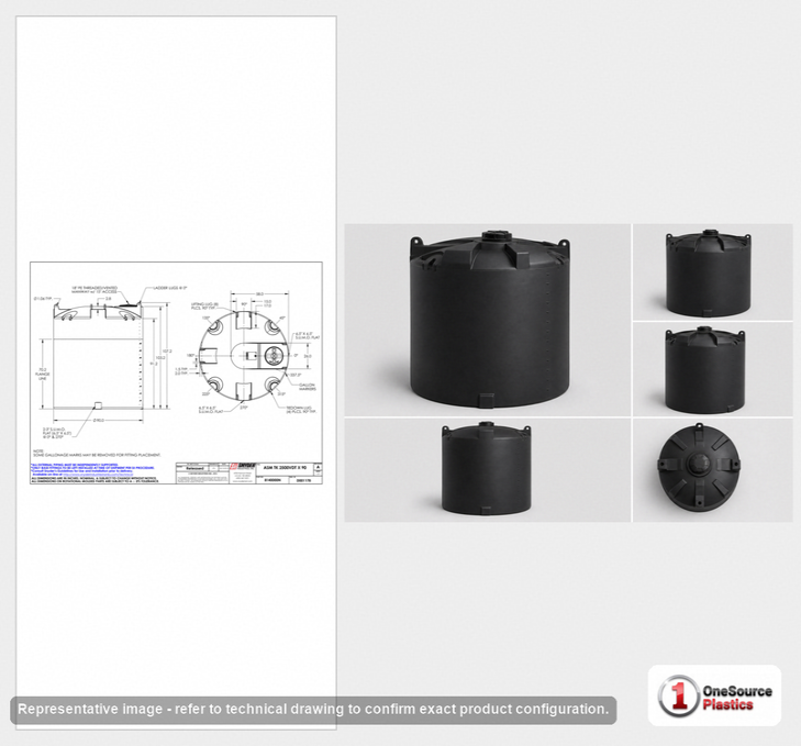 Snyder Industries 2500 Gallon ASTM Black Vertical Storage Tank