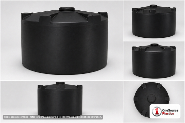 Dimensional spec drawing for Snyder 2000 Gallon Vertical Storage Tank (90" L x 90" W x 88" H)