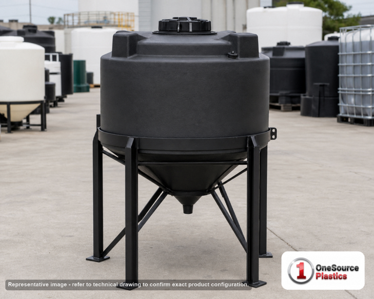 Snyder Industries 30 Gallon Black Heavy Duty Cone Bottom Mixing Tank. High Density Linear Polyethylene; Black; 20" H x 27" W