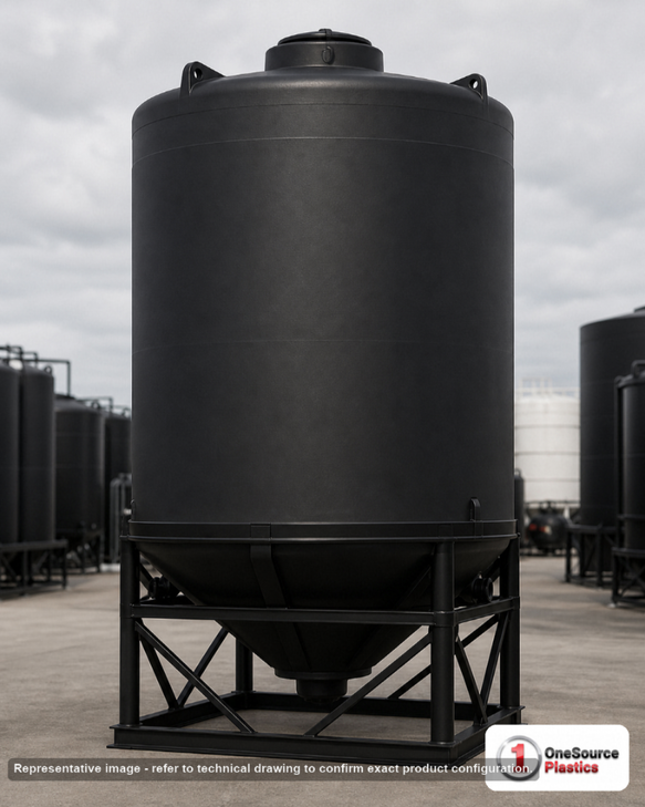 Snyder Industries 4100 Gallon Heavy Duty Cone Bottom Tank. High Density Linear Polyethylene; Black; 197" H x 90" W x 90" L