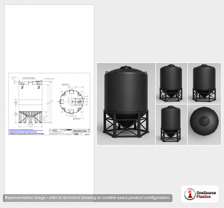 Snyder Industries 3000 Gallon Heavy Duty Cone Bottom Tank
