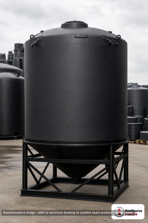 Snyder Industries 2000 Gallon Heavy Duty Cone Bottom Tank. 2000 gallon capacity; High Density Linear Polyethylene; Black