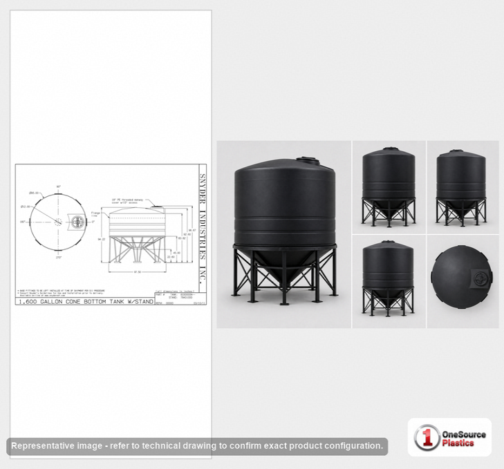 Snyder Industries 1600 Gallon Heavy Duty Cone Bottom Tank