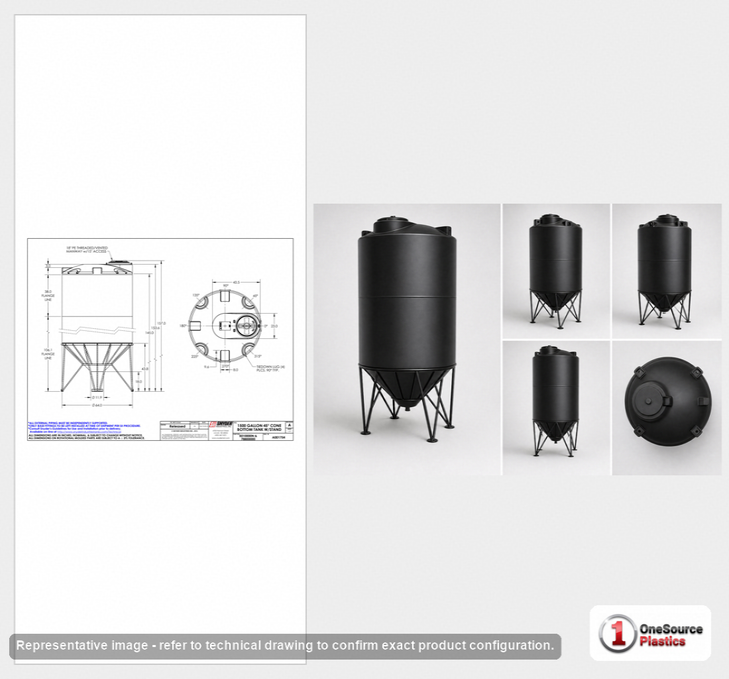 Snyder Industries 1500 Gallon Heavy Duty Cone Bottom Tank
