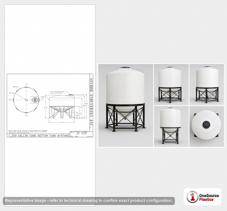 Snyder Industries 1250 Gallon Heavy Duty Cone Bottom Tank