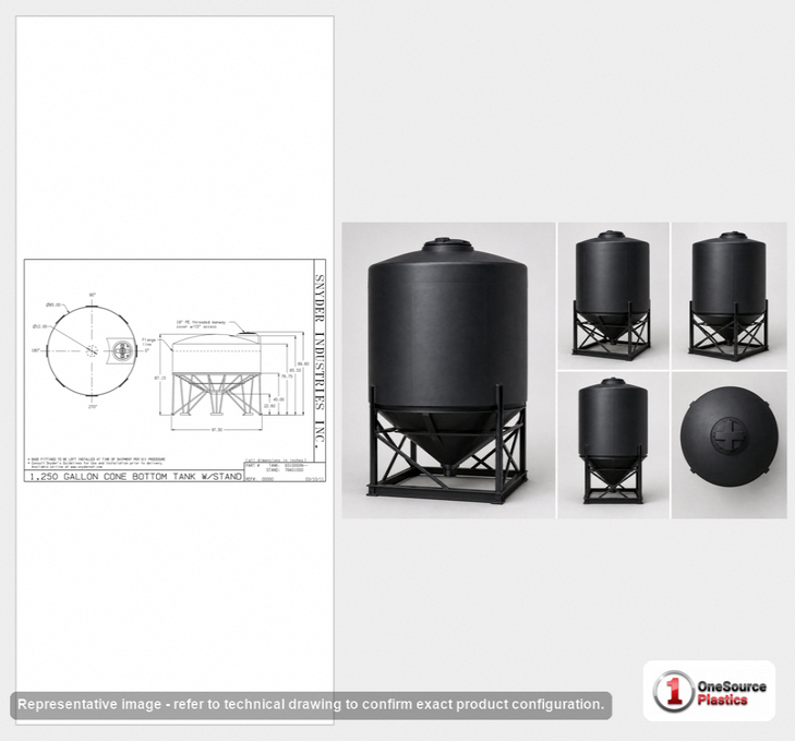 Snyder Industries 1250 Gallon Heavy Duty Cone Bottom Tank
