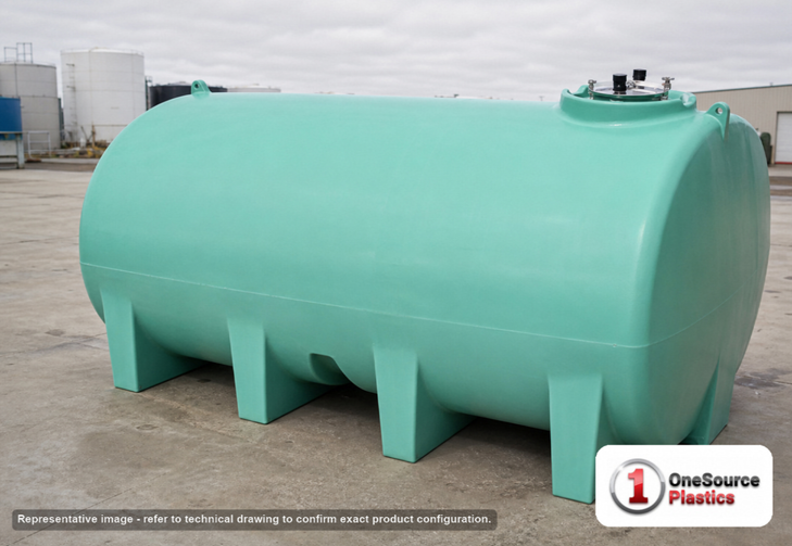 Enduraplas 3200 Gallon Green Horizontal Sump Bottom Leg Tank. Polyethylene; Green; 83" H x 97" W x 145" L; fittings: 1
