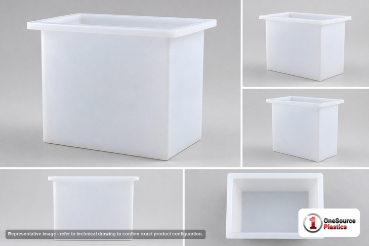 Dimensional spec drawing for Chem-Tainer 135 Gallon Rectangular Open Top Tank (36" L x 24" W x 36" H)