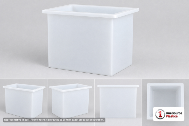Dimensional spec drawing for Chem-Tainer 90 Gallon Rectangular Open Top Tank (36" L x 24" W x 24" H)