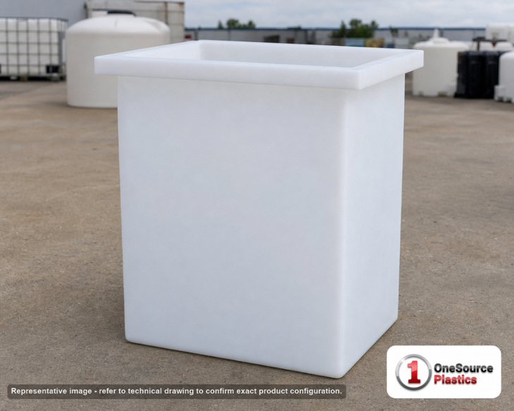 Chem-Tainer 112 Gallon PP Rectangular Open Top Tank. Manufacturer part number TC-R243036B.