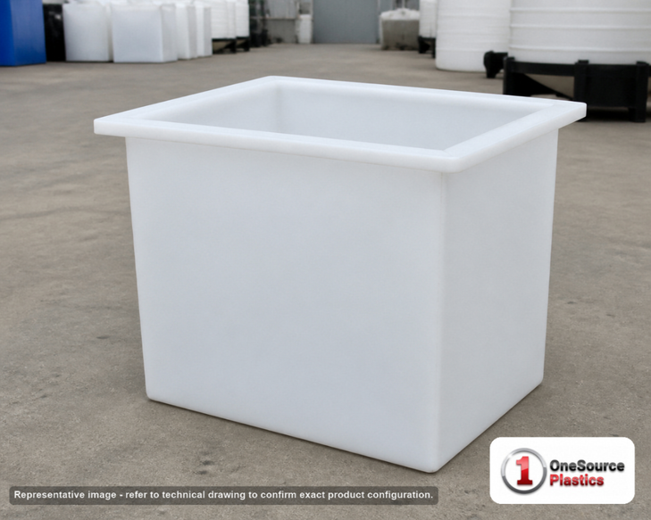 Chem-Tainer 75 Gallon PP Rectangular Open Top Tank. Manufacturer part number TC-R243024B.