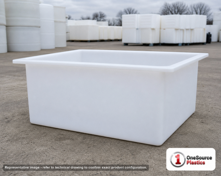 Chem-Tainer 37 Gallon PP Rectangular Open Top Tank. Manufacturer part number TC-R243012B.