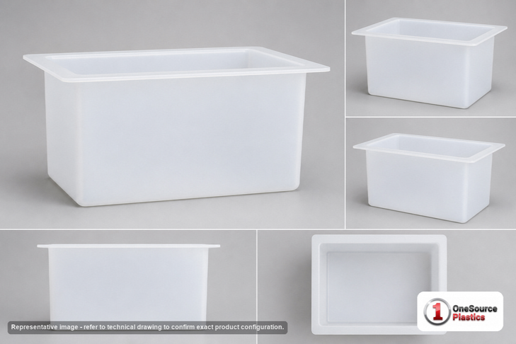 Dimensional spec drawing for Chem-Tainer 37 Gallon Rectangular Open Top Tank (30" L x 24" W x 12" H)