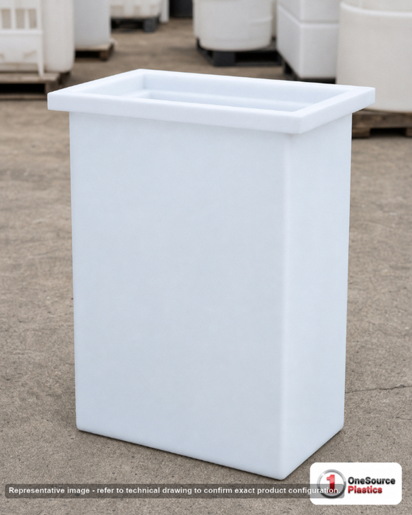 Chem-Tainer 37 Gallon PP Rectangular Open Top Tank. Manufacturer part number TC-R122430B.