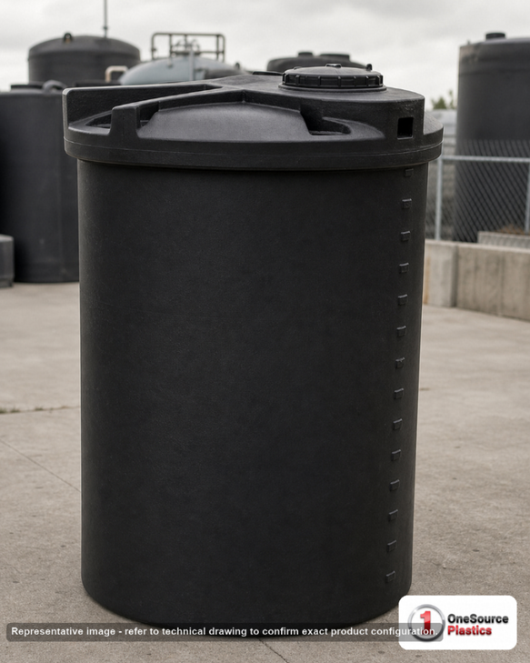 Snyder Industries 250 Gallon ASTM Black Heavy Duty Vertical Storage Tank. Polyethylene; Black; 69" H x 40" W x 40" L