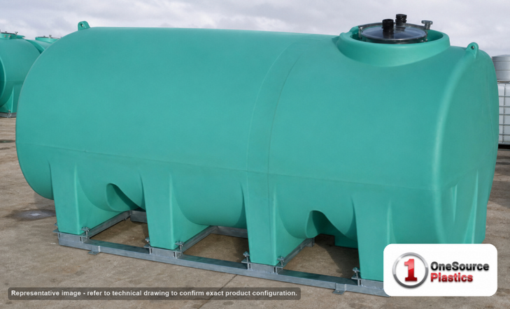 Enduraplas 1600 Gallon Green Horizontal Sump Bottom Leg Tank w/ Frame. Polyethylene; Green; 60" H x 71" W x 130" L