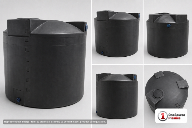 Dimensional spec drawing for Bushman 1500 Gallon Vertical Tank (88" L x 88" W x 75" H)