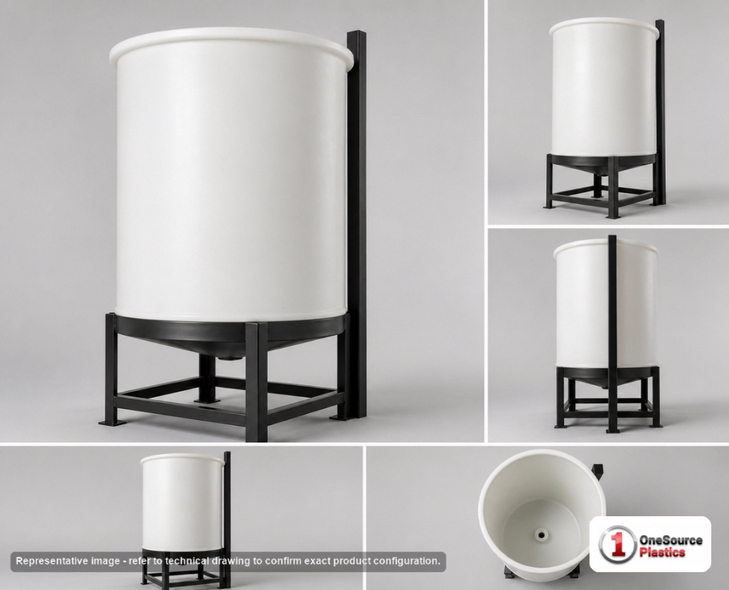 Chem-Tainer 500 Gallon 20 Degree Plastic Vertical Open Top Cone Bottom Tank
