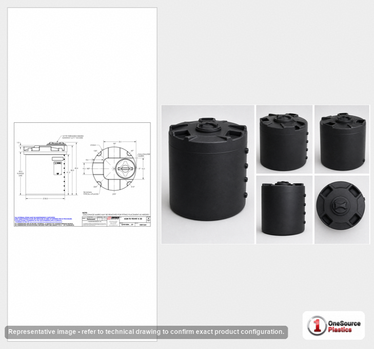 Snyder Industries 90 Gallon ASTM XLPE Black Heavy Duty Vertical Storage Tank