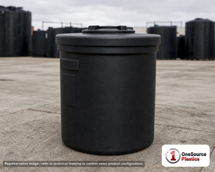 Snyder Industries 60 Gallon ASTM XLPE Black Heavy Duty Vertical Storage Tank. Crosslinked Linear Polyethylene; Black; 40" H