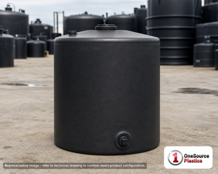 Snyder Industries 22 Gallon ASTM XLPE Black Heavy Duty Vertical Storage Tank. Crosslinked Linear Polyethylene; Black; 23" H