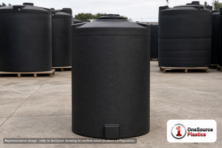 Snyder Industries 70 Gallon ASTM Black Heavy Duty Vertical Storage Tank. High Density Linear Polyethylene; Black; 41" H x