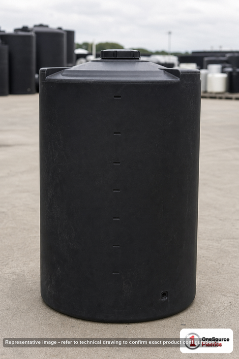 Snyder Industries 70 Gallon ASTM Black Heavy Duty Vertical Storage Tank. High Density Linear Polyethylene; Black; 42" H x