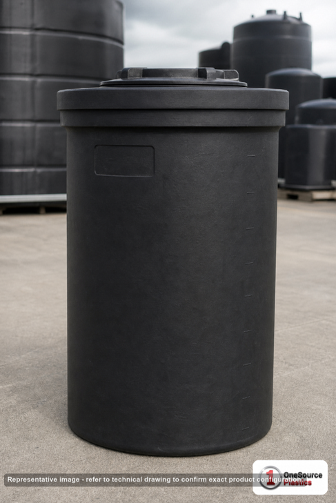 Snyder Industries 60 Gallon ASTM Black Heavy Duty Vertical Storage Tank. High Density Linear Polyethylene; Black; 40" H x